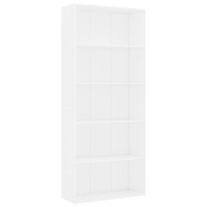 vidaXL Ormarić za knjige s 5 razina bijeli 80 x 30 x 189 cm drveni