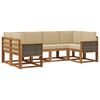 vidaXL Set vanjskih sofa 6 kom. Prirodna i bež Čvrsto drvo akacije