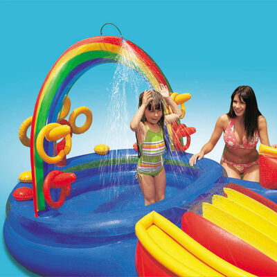 Intex bazen na napuhavanje Rainbow Ring Play Center 297 x 193 x 135 cm