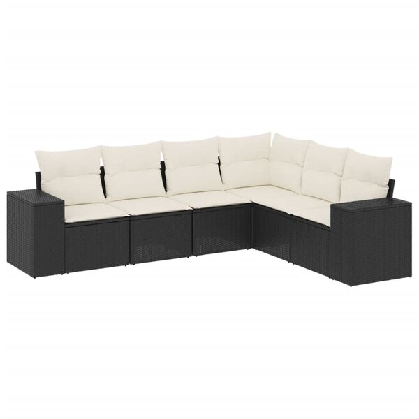 vidaXL 6-dijelni set vrtnih sofa s jastucima crni od poliratana