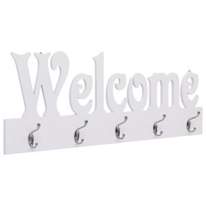 vidaXL Zidna vje&scaron;alica za kapute WELCOME bijela 74 x 29,5 cm