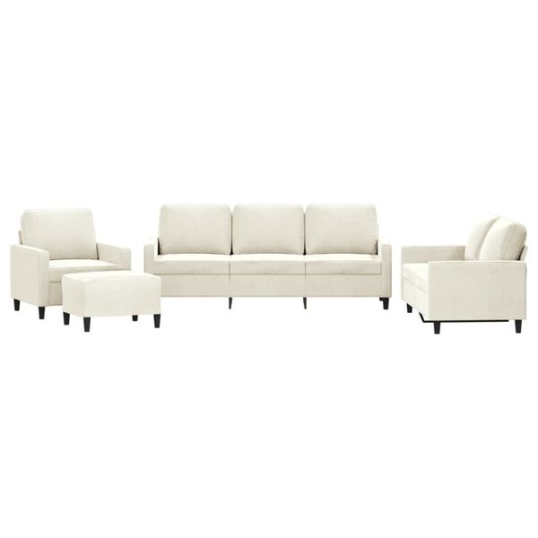 vidaXL 4-dijelni set sofa s jastucima krem bar&scaron;unasti