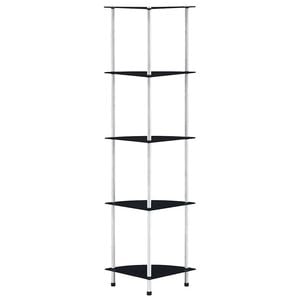 vidaXL Police s 5 razina crne 30 x 30 x 130 cm od kaljenog stakla