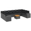 vidaXL 11-dijelni set vrtnih sofa od poliratana s jastucima crni