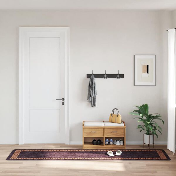 vidaXL Perivi tepih 80 x 300 cm crno-zlatni protuklizni