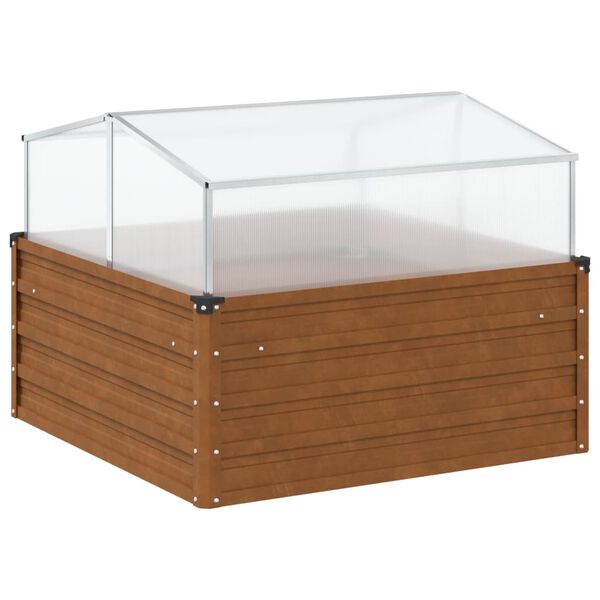 vidaXL Vrtna sadilica od pohabanog čelika sa staklenikom