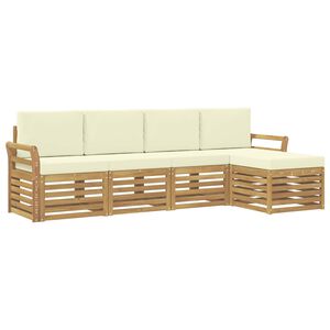vidaXL Set vanjskih sofa 5 kom. Bijela i krem Poliester