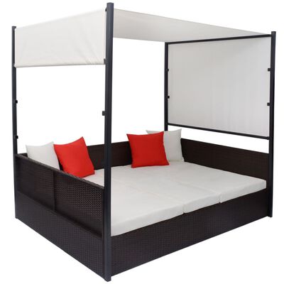 vidaXL Vrtni krevet s baldahinom smeđi 190 x 130 cm poliratan