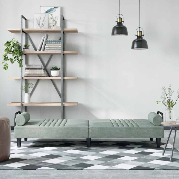 vidaXL Kauč na razvlačenje s naslonima za ruke svjetlosivi baršunasta