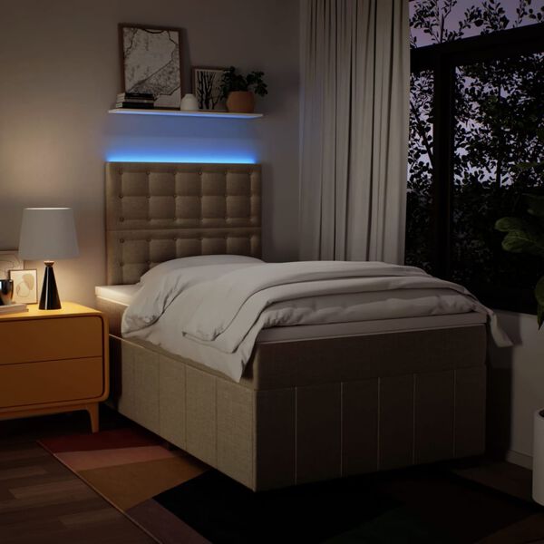 vidaXL Krevet s oprugama i madracem krem 120 x 200 cm od tkanine