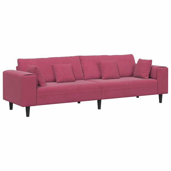 vidaXL Sofa s jastukom Vinska crvena 250 x 77 x 76 cm Baršun