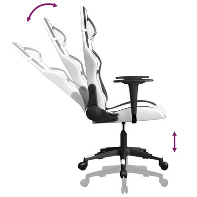 vidaXL Masažna igraća stolica bijelo-crna od umjetne kože