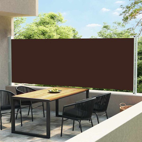 vidaXL Uvlačiva bočna tenda za terasu 160 x 600 cm smeđa