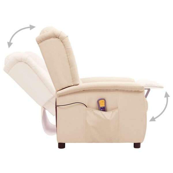 vidaXL Masažna fotelja od tkanine krem