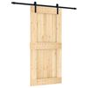 vidaXL Klizna vrata Prirodna i crna 95 x 210 cm Čvrsta borovina