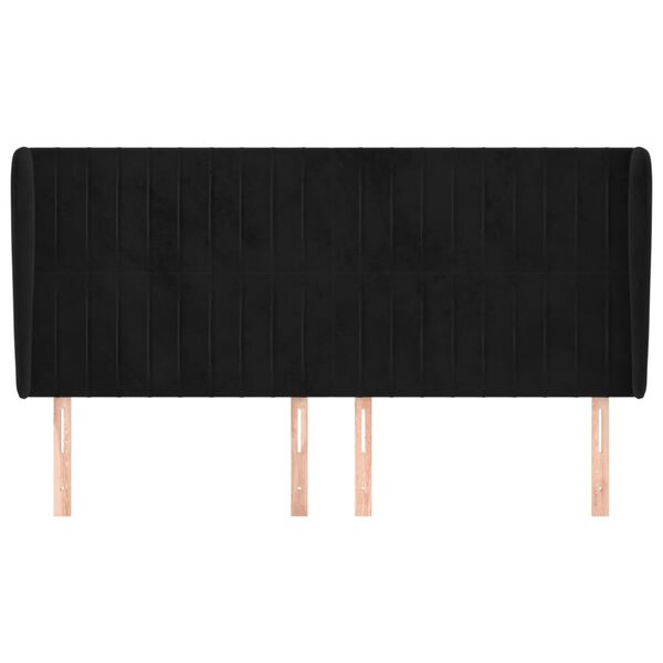 vidaXL Uzglavlje s u&scaron;ima crno 203x23x118/128 cm bar&scaron;unasto