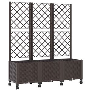 vidaXL Vrtni saksija s re&scaron;etkom i kotačima Smeđa 120 x 40 x 146 cm PP
