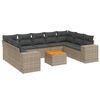 vidaXL 10-dijelni set vrtnih sofa od poliratana s jastucima sivi