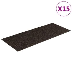 vidaXL Prostirke za stepenice samoljepljive 15 kom 60x25 cm tamnosmeđe pravokutne