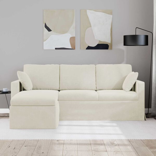 vidaXL Sofa Krema 198 x 134 x 80 cm Bar&scaron;un