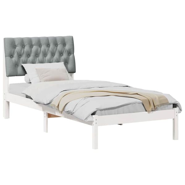 vidaXL Krevetni okvir s tapiciranim uzglavljem Bijelo 90 x 200 cm