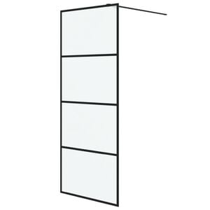 vidaXL Pregrada za tu&scaron; crna 80 x 195 cm s mutnim staklom ESG