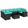 vidaXL 8-dijelni set vrtnih sofa od poliratana s jastucima crni bagrem
