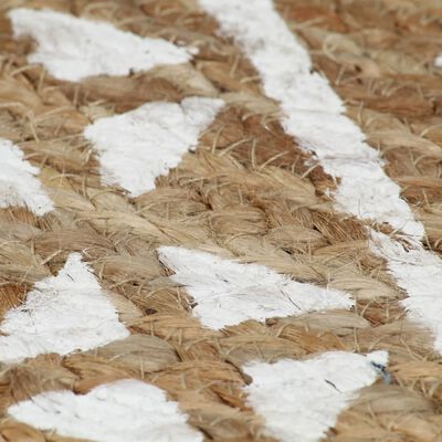 vidaXL Ručno rađeni tepih od jute s bijelim uzorkom 90 cm