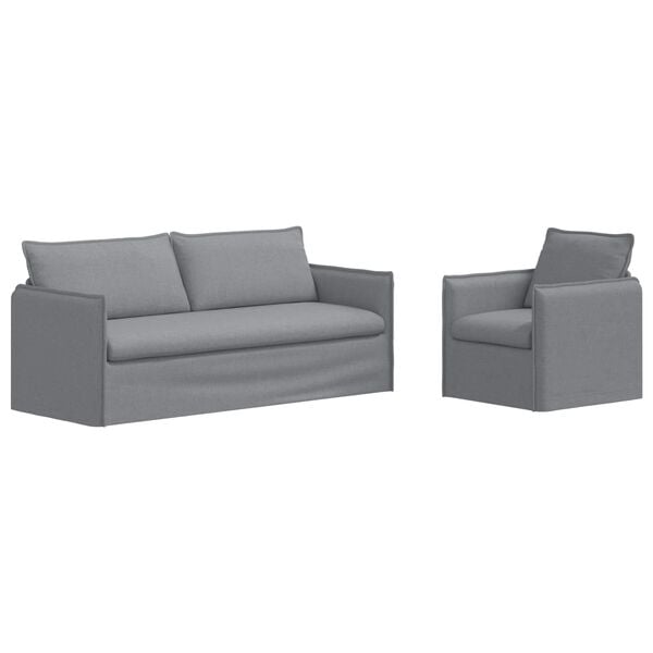 vidaXL Sofa 2 pcs Svijetlo siva 196 x 82 x 85 cm tkanina