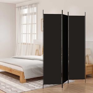 vidaXL Sobna pregrada s 3 panela crna 150 x 200 cm od tkanine