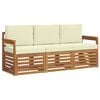 vidaXL Setovi sofa 3 kom. Prirodna i krem Čvrsto drvo akacije