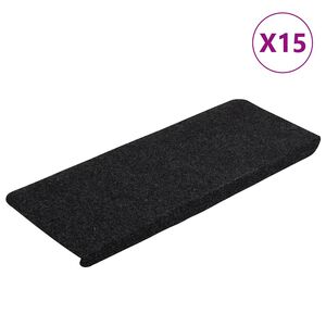 vidaXL Samoljepljivi otirači za stepenice 15 kom 65x24,5x3,5 cm crni