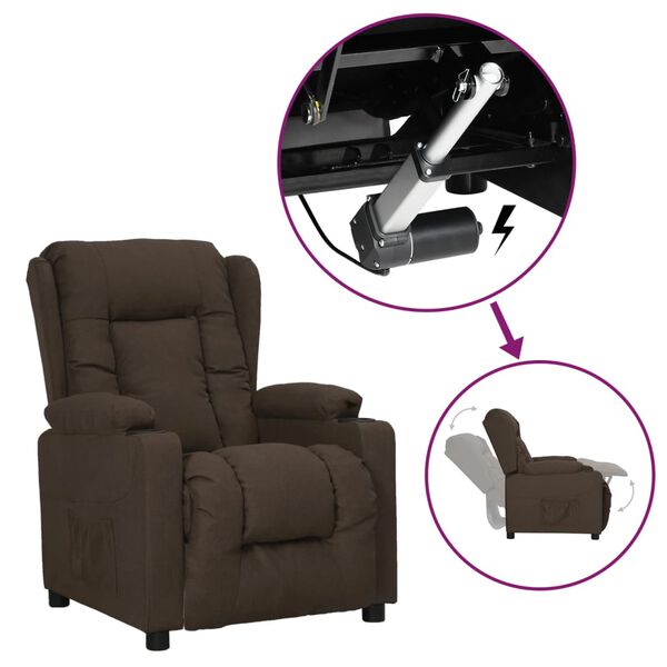 vidaXL Fotelja na podizanje od tkanine tamnosmeđa