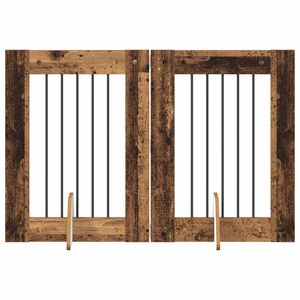 vidaXL Vrata za pse s postoljem 2 pcs Staro drvo 60 x 80 cm