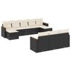 vidaXL 10-dijelni set vrtnih sofa s jastucima crni od poliratana