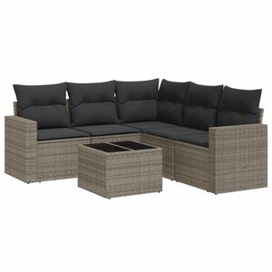 vidaXL 6-dijelni set vrtnih sofa od poliratana s jastucima sivi
