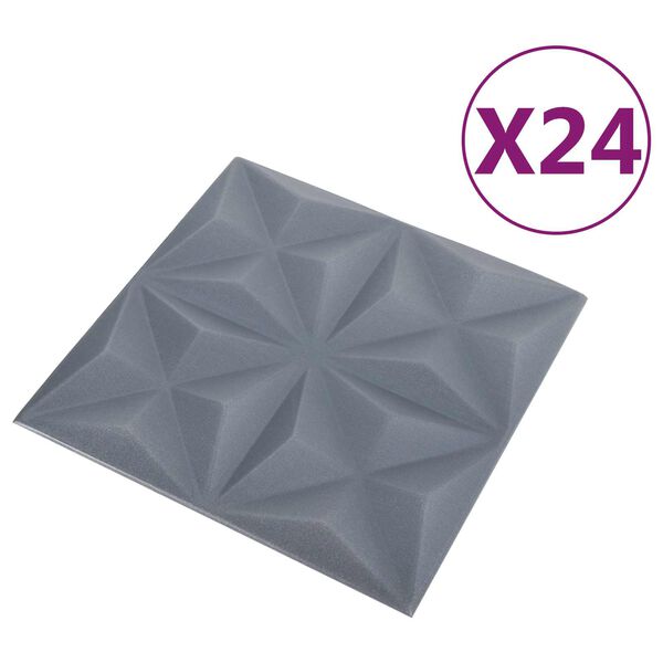 vidaXL Zidne panele 24 pcs Origami siva 50 x 50 cm XPS pjena