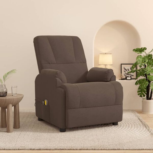 vidaXL Električna masažna fotelja od umjetne bru&scaron;ene kože smeđa