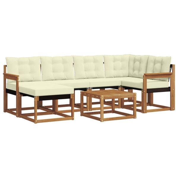 vidaXL Set vanjskih sofa s jastukom 7 pcs Prirodna i krem