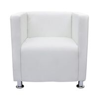 vidaXL Kockasta fotelja bijela od umjetne kože