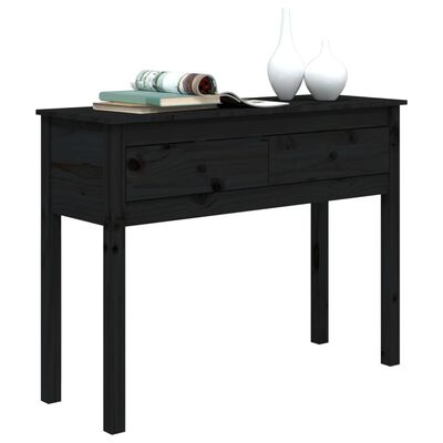 vidaXL Konzolni stol crni 100x35x75 cm od masivne borovine