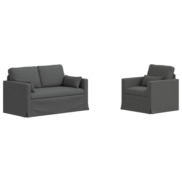 vidaXL Sofa 2 pcs Tamno siva
