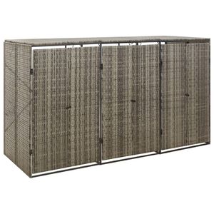 vidaXL Spremi&scaron;te za 3 kante za smeće sivo 207 x 80 x 117 cm poliratan