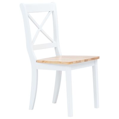 vidaXL Blagovaonske stolice bijele i prirodne 4 kom drvo kaučukovca