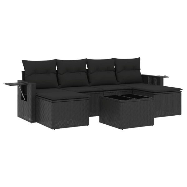 vidaXL 7-dijelni set vrtnih sofa od poliratana s jastucima crni