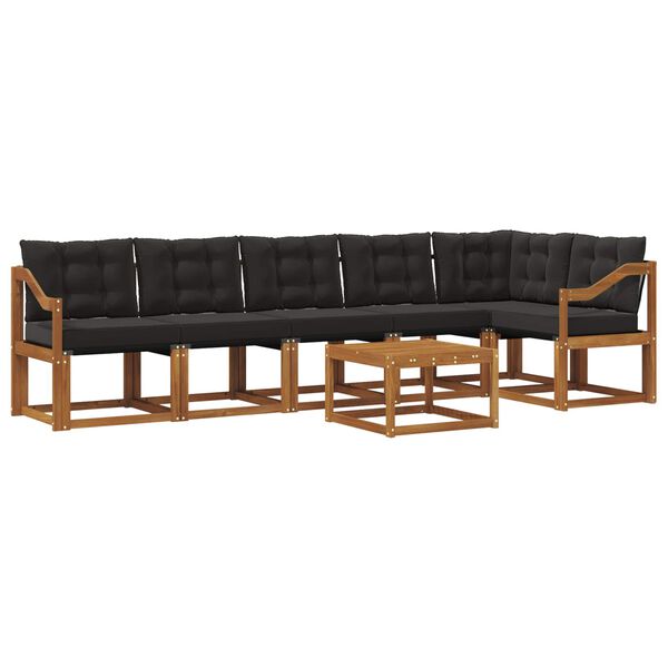 vidaXL Set vanjskih sofa s jastukom 7 pcs Prirodna i crna
