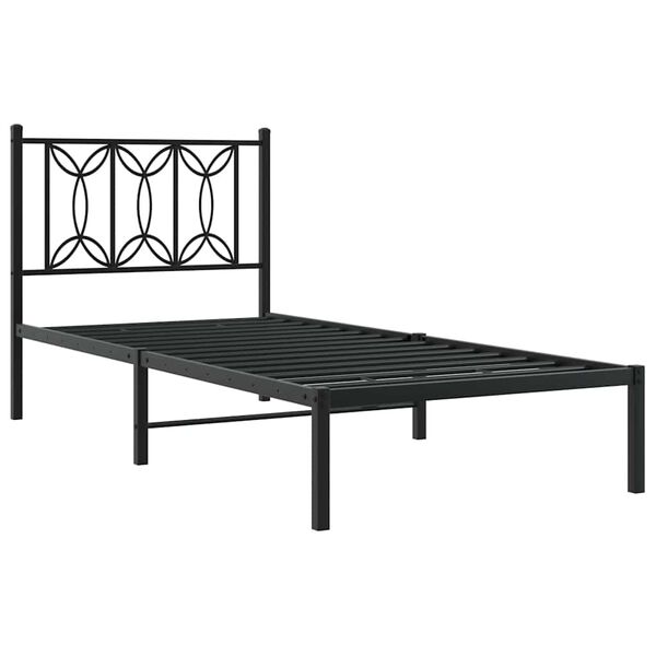 vidaXL Metalni okvir za krevet s uzglavljem crni 90x190 cm