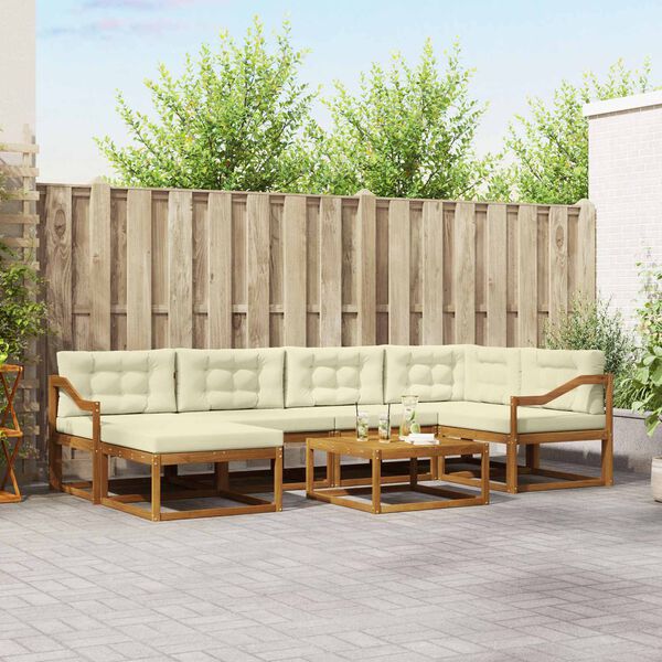 vidaXL Set vanjskih sofa s jastukom 7 pcs Prirodna i krem