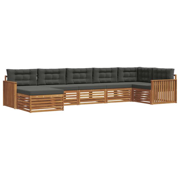 vidaXL Setovi sofa 7 pcs Prirodna i antracit Čvrsto drvo akacije