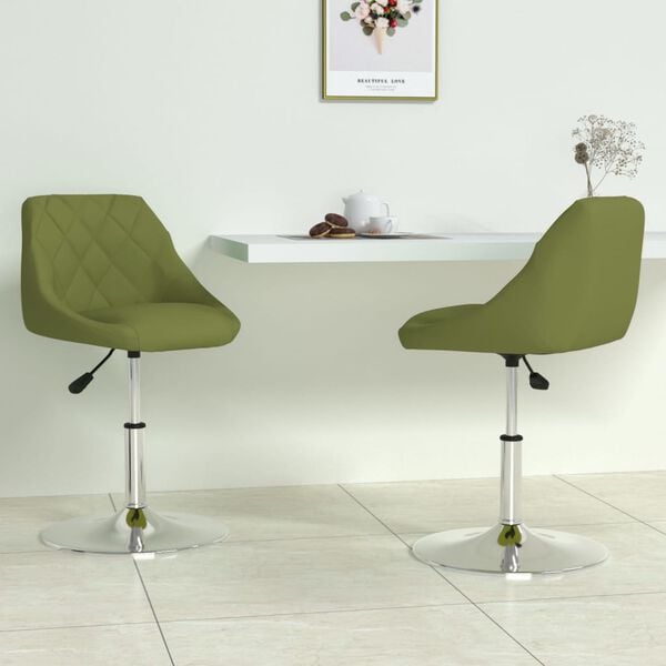 vidaXL Okretne blagovaonske stolice 2 kom svjetlozelene bar&scaron;unaste